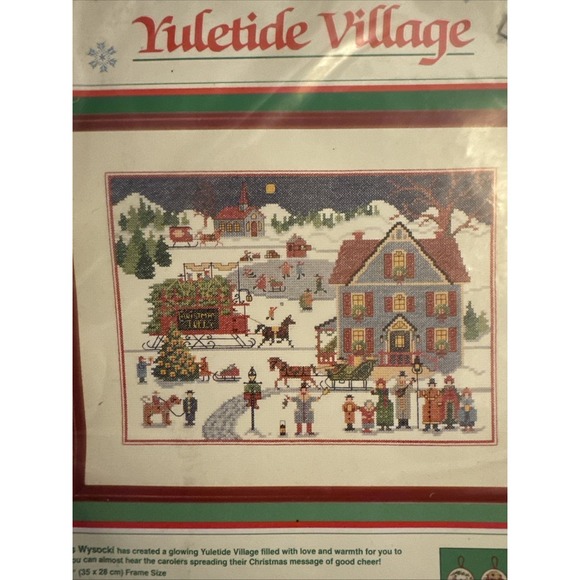 DIMENSIONS "YULETIDE VILLAGE" COUNTED CROSS STITCH KIT 14" X 11" COMPLETE VTG 89 - Picture 1 of 12